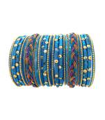  Elegant Blue Glass Chuda Bangle Set