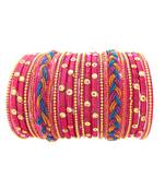  Elegant Glass Rani pink Chuda Bangle Set