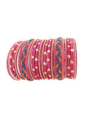  Elegant Glass Rani pink Chuda Bangle Set 2