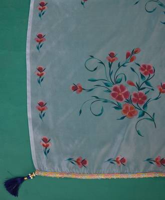  grey chanderi silk bored schiffli embroidered chikankari kurta with pant & dupatta 7