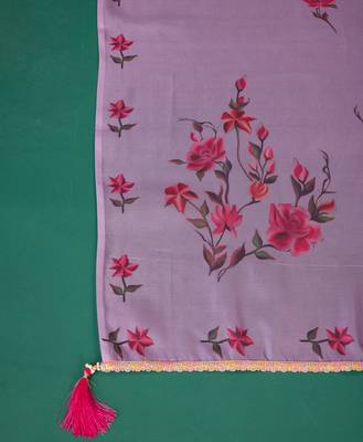  lavender chanderi silk bored schiffli embroidered chikankari kurta with pant & dupatta 7