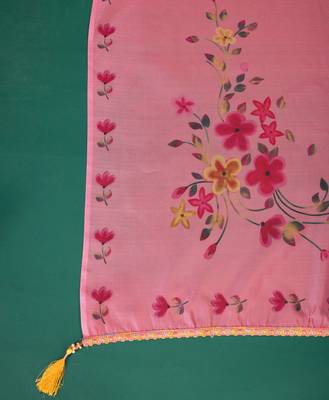  peach chanderi silk bored schiffli embroidered chikankari kurta with pant & dupatta 7