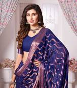 Blue Georgette & Pink Zari saree