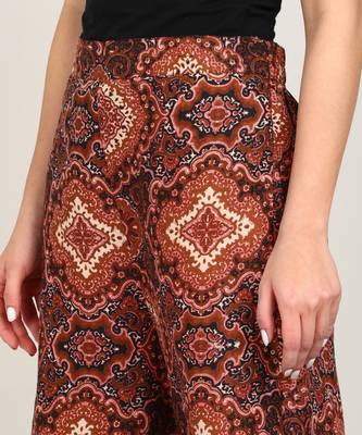 Vahson women cotton printed western co-ords set brown 4