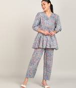 Vahson women rayon & cotton printed western co-ords set grey