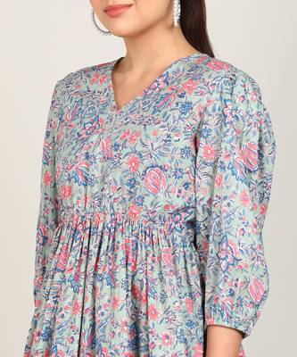 Vahson women rayon & cotton printed western co-ords set grey 3