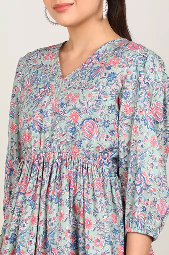 Vahson women rayon & cotton printed western co-ords set grey
