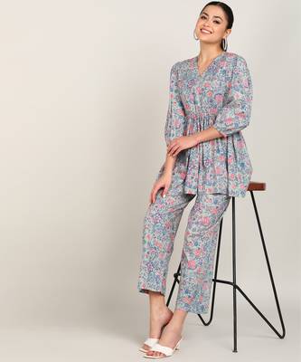 Vahson women rayon & cotton printed western co-ords set grey 5