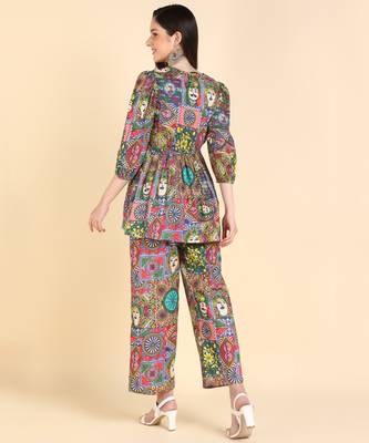  printed cotton top & trousers co-ords set multicolour 2