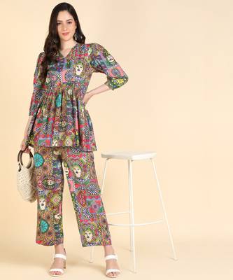  printed cotton top & trousers co-ords set multicolour 5