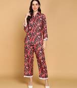 Vahson women digital printed polyester shirt & hot pants co-ords set multicolour