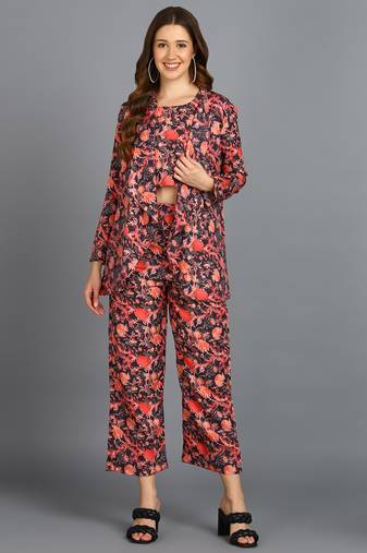 Vahson women printed polyester three piece blazer co-ord set multicolour