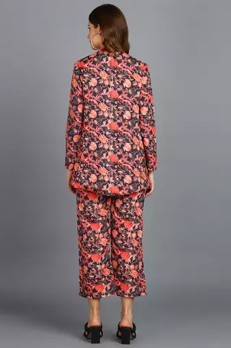  printed polyester three piece blazer co-ord set multicolour