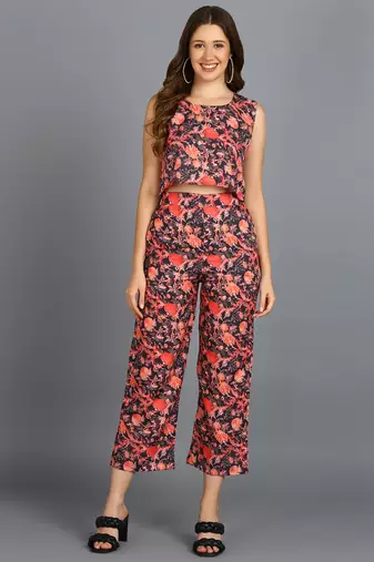  printed polyester three piece blazer co-ord set multicolour