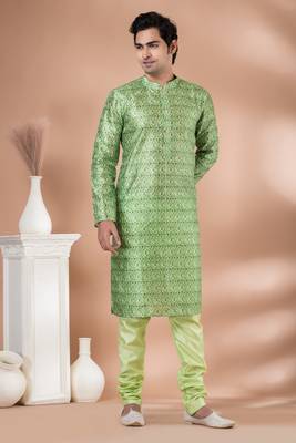 Mono Fabric with Digital Print & crochet work Kurta Pyjama Set. 2