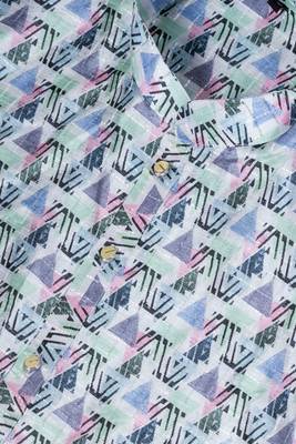 Mono Fabric with Digital Print & crochet work Kurta Pyjama Set. 4