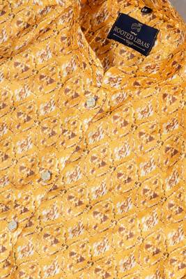Mono Fabric with Digital Print & crochet work Kurta Pyjama Set. 4
