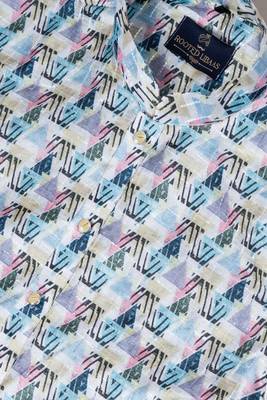 Mono Fabric with Digital Print & crochet work Kurta Pyjama Set. 4