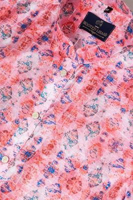 Mono Fabric with Digital Print & crochet work Kurta Pyjama Set. 4