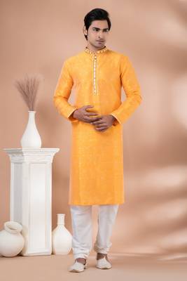 Mulberry Silk Fancy Kurta Pyjama Set. 1