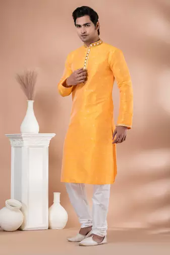 Mulberry Silk Fancy Kurta Pyjama Set.