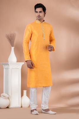 Mulberry Silk Fancy Kurta Pyjama Set. 3