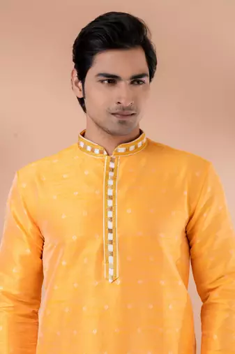 Mulberry Silk Fancy Kurta Pyjama Set.