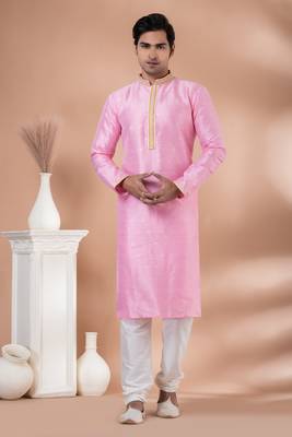 Mulberry Silk Fancy Kurta Pyjama Set. 1