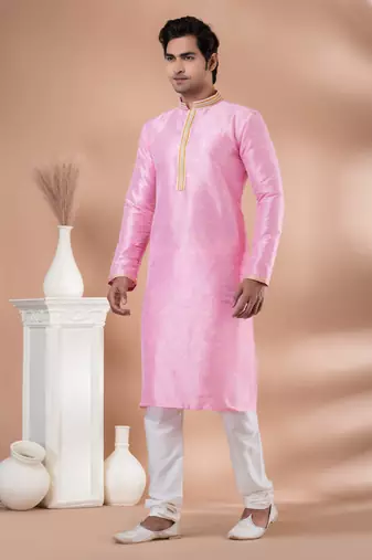 Mulberry Silk Fancy Kurta Pyjama Set.