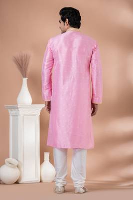 Mulberry Silk Fancy Kurta Pyjama Set. 4