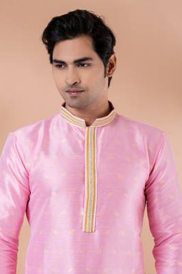 Mulberry Silk Fancy Kurta Pyjama Set. 5