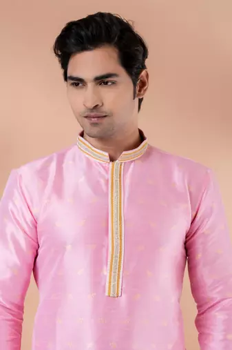 Mulberry Silk Fancy Kurta Pyjama Set.