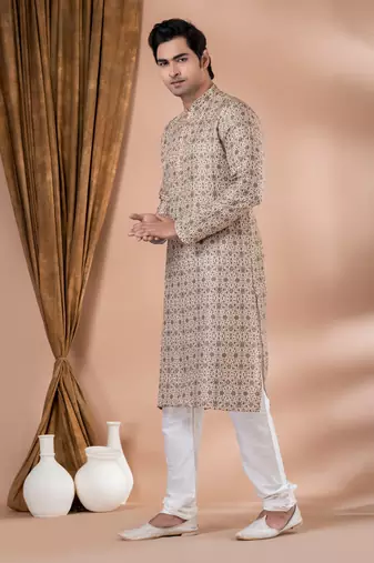 Heavy Cotton Printed Kurta Pyjama Set.