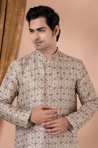 Heavy Cotton Printed Kurta Pyjama Set.