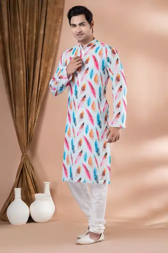 Cotton Printed Kurta Pyjama Set.