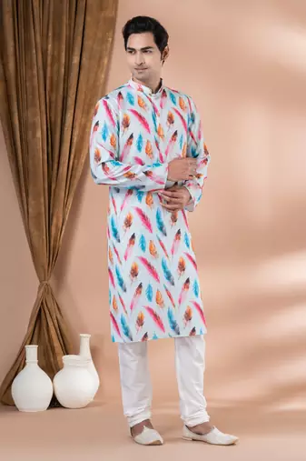 Cotton Printed Kurta Pyjama Set.