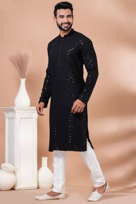 Full Sequence Embroidery Work Kurta And Trouser Set. 3