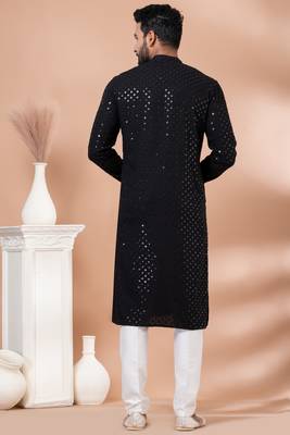 Full Sequence Embroidery Work Kurta And Trouser Set. 4