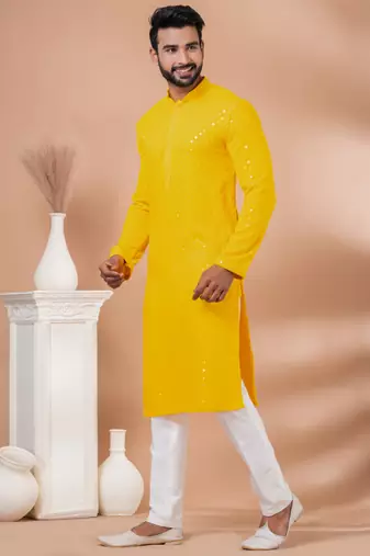 Full Sequence Embroidery Work Kurta And Trouser Set.