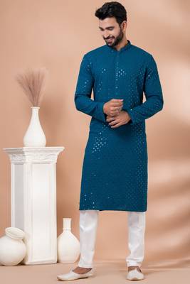 Full Sequence Embroidery Work Kurta And Trouser Set. 1