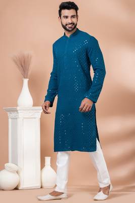Full Sequence Embroidery Work Kurta And Trouser Set. 2