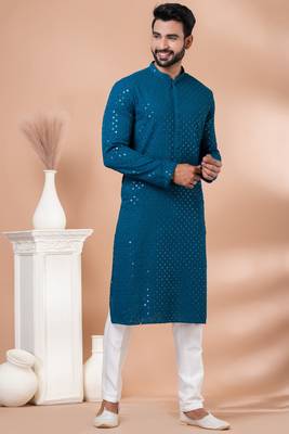 Full Sequence Embroidery Work Kurta And Trouser Set. 3