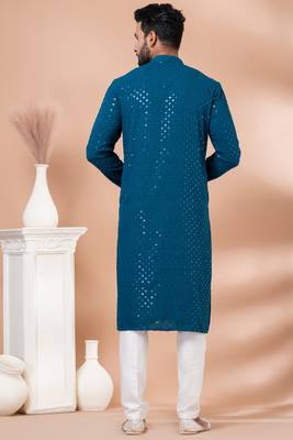 Full Sequence Embroidery Work Kurta And Trouser Set. 4