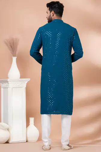 Full Sequence Embroidery Work Kurta And Trouser Set.