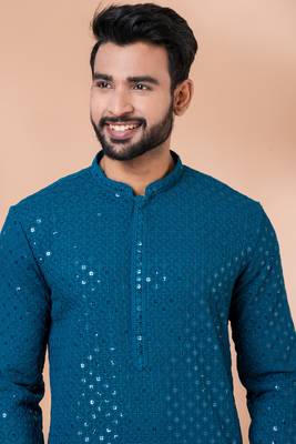 Full Sequence Embroidery Work Kurta And Trouser Set. 5