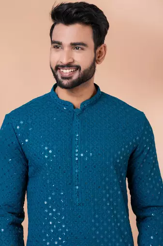 Full Sequence Embroidery Work Kurta And Trouser Set.