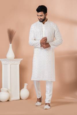 Sequence and Embroidery Work Kurta Pyjama Set 1