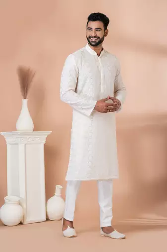 Sequence and Embroidery Work Kurta Pyjama Set