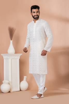 Sequence and Embroidery Work Kurta Pyjama Set 3