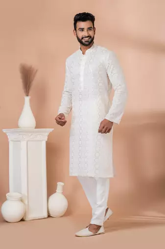 Sequence and Embroidery Work Kurta Pyjama Set
